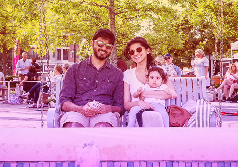 A family at Sundown Social 