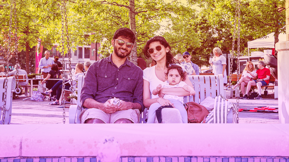 A family at Sundown Social 