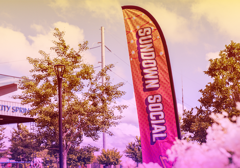 Feather Flag at Sundown Social 