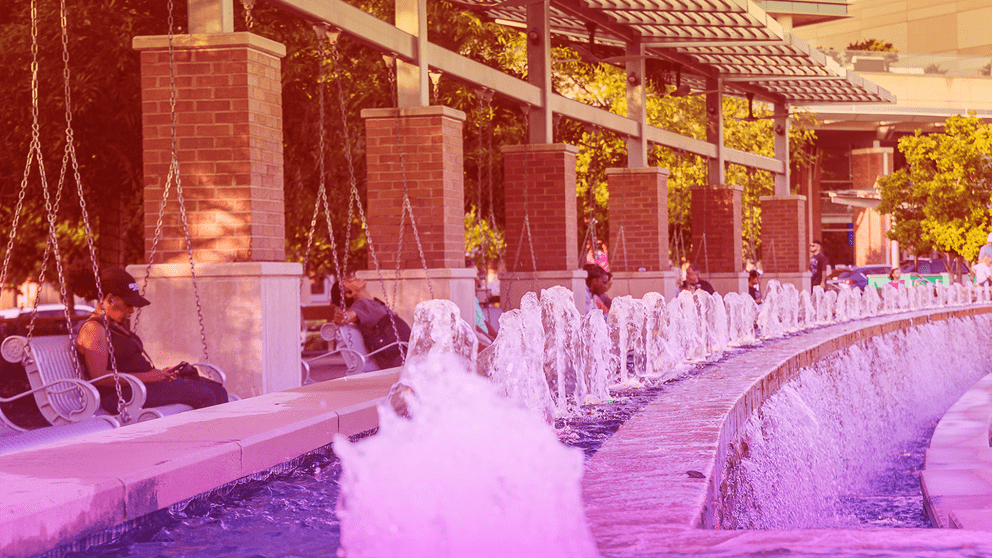 The fountain in City Green Plaza 
