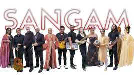 Members of the global music group Sangam