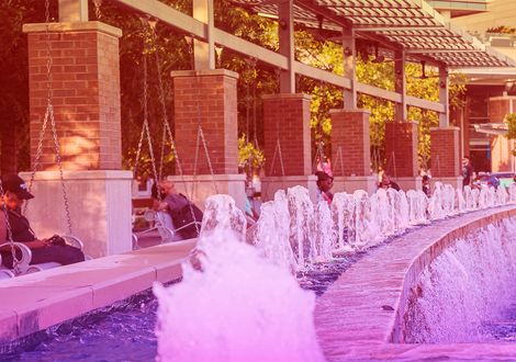 The fountain in City Green Plaza 