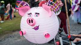 Flying Pig Lantern, created from a DIY Lantern Kit 